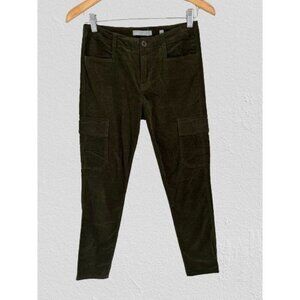 Vince Skinny Corduroy Cargo Pants Cotton Dark Green Pockets Size 0